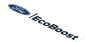 Sticker  0.8 x  5.8 with Ford Logo and Black "Ecoboost" Text on White Background