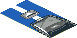 Sticker  1.8 x  3.3 with Dark Grey Engine and Grey Air Vent on Blue Background
