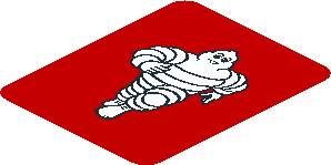 Sticker  1.0 x  0.8 with Michelin Man Running on Red Background