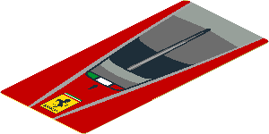 Sticker  4.0 x  1.8 with Ferrari Rectangular Badge and Black Air Vent on Red Background (Needs Work)