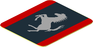 Sticker  0.9 x  0.8 with Grey Ferrari Horse Logo in Black Stripe on Red Background