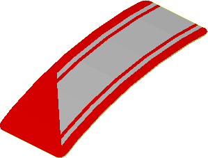 Sticker  0.8 x  1.9 with Grey Stripes on Red Background Left (Formed)