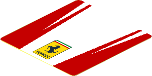 Sticker  1.9 x  1.8 with Ferrari Square Badge and Red Stripes on White Background