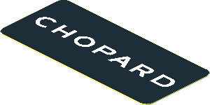 Sticker  0.8 x  1.8 with White "CHOPARD" on Black Background