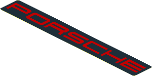 Sticker  0.8 x  5.8 with Red "PORSCHE" on Black Background