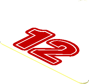 Sticker  1.8 x  1.8 Triangular with Red Number 12 on White Background Right