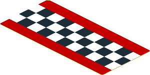 Sticker  1.8 x  3.8 with Chequered Stripe on Red Background