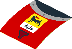 Sticker  1.9 x  1.8 with Agip Logo and Air Vent on Red Background (Formed) (Need Works)