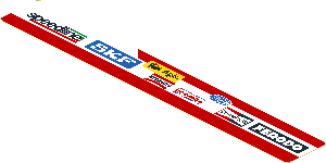Sticker  0.8 x  5.8 with Logos in White Stripe on Red Background Right