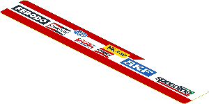 Sticker  0.8 x  5.8 with Logos in White Stripe on Red Background Left