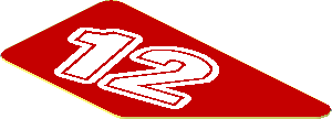 Sticker  0.8 x  1.6 with White Number 12 on Red Background Right