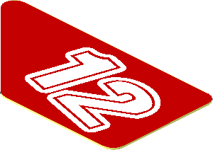 Sticker  0.8 x  1.6 with White Number 12 on Red Background Left
