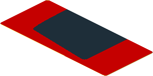 Sticker  1.8 x  4.0 with Black Trapezoid on Red Background Right