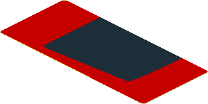 Sticker  1.8 x  4.0 with Black Trapezoid on Red Background Left