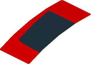 Sticker  1.8 x  4.0 with Black Trapezoid on Red Background Left (Formed)
