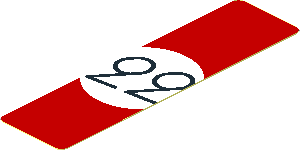 Sticker  3.0 x  0.8 with Black Number 22 in White Disc on Red Background