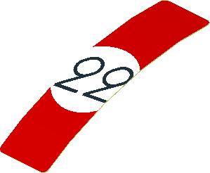 Sticker  3.0 x  0.8 with Black Number 22 in White Disc on Red Background (Formed)