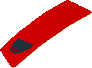 Sticker  0.8 x  2.5 with Black Air Vent on Red Background Right (Formed) (Need Works)
