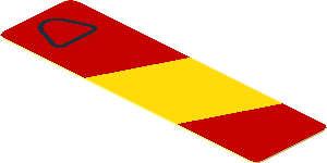 Sticker  0.8 x  2.8 with Black Air Vent and Yellow Stripe on Red Background Right