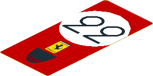 Sticker  4.0 x  1.8 with Black Number 22 in White Disc and Ferrari Badge on Red Background (Needs Work)