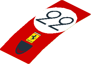 Sticker  4.0 x  1.8 with Black Number 22 in White Disc and Ferrari Badge on Red Background (Formed) (Needs Work)