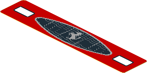 Sticker  0.8 x  4.1 with Grey Ferrari Horse in Grey Grille and White Headlamp on Red Background