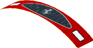 Sticker  0.8 x  4.1 with Grey Ferrari Horse in Grey Grille and White Headlamp on Red Background (Formed)