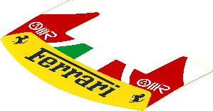 Sticker  2.4 x  3.8 with Ferrari Logo and Tricolor Stripe on Red Background (Formed)