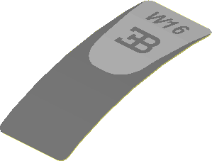 Sticker  0.8 x  1.9 with "W16" and Bugatti Logo (Formed)