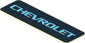Sticker  0.5 x  1.8 with Light Blue "CHEVROLET" on Black Background