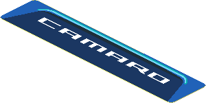 Sticker  0.8 x  3.8 with White "CAMARO" on Blue Background (Needs Work)