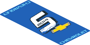 Sticker  1.8 x  3.8 with Chevrolet Logos and White "5" on Blue Background