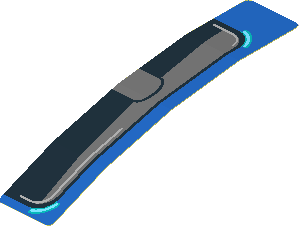 Sticker  0.8 x  4.0 with Black Window and Grey Frame on Blue Background Right (Formed) (Needs Work)