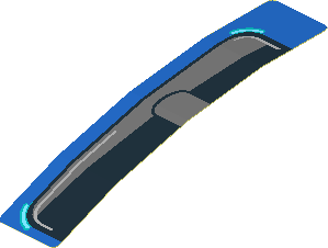 Sticker  0.8 x  4.0 with Black Window and Grey Frame on Blue Background Left (Formed)