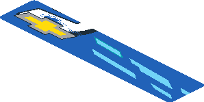 Sticker  0.8 x  3.8 with Chevrolet Logo, Light Blue Quads and White "5" on Blue Background Right