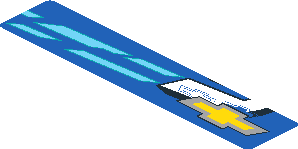 Sticker  0.8 x  3.8 with Chevrolet Logo, Light Blue Quads and White "5" on Blue Background Right
