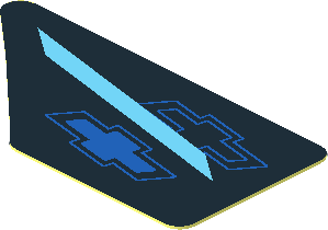 Sticker  0.8 x  1.6 with Chevrolet Logos and Light Blue Quads on Black Background Left