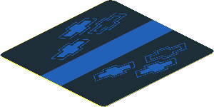 Sticker  1.9 x  1.8 with Chevrolet Logos and Blue Stripe on Black Background