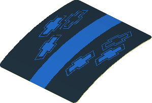 Sticker  1.9 x  1.8 with Chevrolet Logos and Blue Stripe on Black Background (Formed)