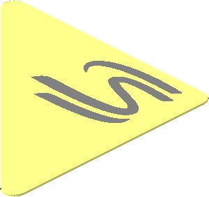 Sticker  1.8 x  1.8 Triangular with Silver Senna Logo on Transparent Background Left
