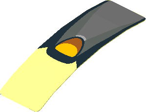 Sticker  0.8 x  2.4 with Orange Quad inside Black Trapezoid on Transparent Background (Formed) (Needs Work)
