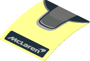 Sticker  1.9 x  1.8 with Black McLaren Logo and Black Triangles and Grey Trapezoid Background (Formed) (Needs Work)