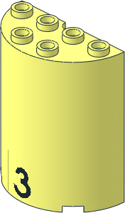 Cylinder  2 x  4 x  4 with Black Number "3" Sticker