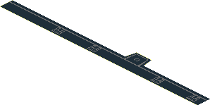 Sticker  0.6 x 12.2 with Trapezoid Extension on Right Side with Dark Bluish Grey Lines