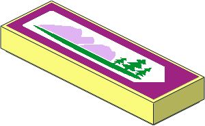 Tile  1 x  3 with Road Sign with Mountains and Trees Sticker