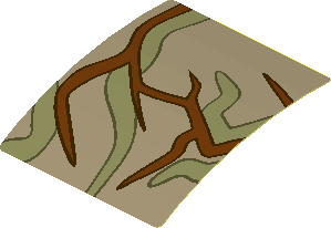 Sticker  1.7 x  1.8 with Brown and Olive Green Vines 3 Pattern (Formed)#
