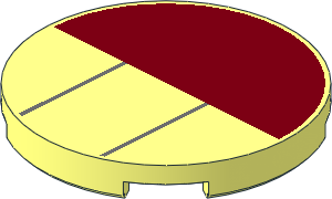 Tile  3 x  3 Round with Dark Red Semicircle and Two Dark Bluish Grey Stripes Pattern