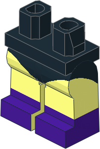 Minifig Hips and Legs with Dark Purple Boots and Black Leotard Pattern