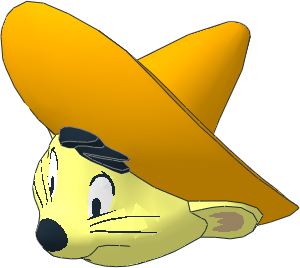 Minifig Head Looney Tunes Speedy Gonzales with Bright Light Orange Hat, Black Nose and Whiskers Pattern
