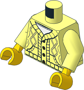 Minifig Torso with Arms and Hands with Knitted Cardigan with Buttons over White Undershirt Pattern
